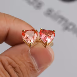 Cute Small Love Heart Cut Tourmaline Stud Earrings For Women Luxury Rose Gold Color Heart Earrings Wedding Party Jewelry - rose gold,rose red
