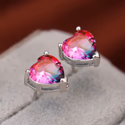 Cute Small Love Heart Cut Tourmaline Stud Earrings For Women Luxury Rose Gold Color Heart Earrings Wedding Party Jewelry - si ...