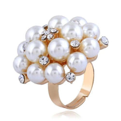 Fashion Finger Ring Opening Adjustable Simulation Pearl Ring Jewelry Gift - Gold