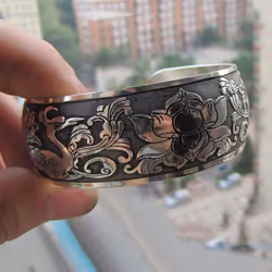 Women Vintage Ethnic Style Open Jewelry Tibetan Bangle Wide Cuff Bracelet - One Size