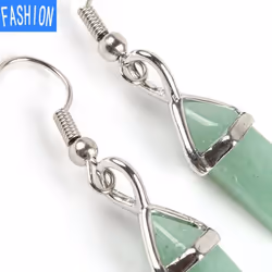 European And American Popular Classic Earrings Natural Crystal Semi Gem Pendant In Hexagonal Prism Bullet Head Earrings - greenaventurine