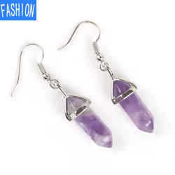 European And American Popular Classic Earrings Natural Crystal Semi Gem Pendant In Hexagonal Prism Bullet Head Earrings - ame ...