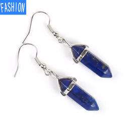 European And American Popular Classic Earrings Natural Crystal Semi Gem Pendant In Hexagonal Prism Bullet Head Earrings - lap ...