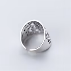 Big Wide Surface Hollow Flowers Vintage Open Rings Silver Carved Facotry Mama Women Ladies Ring