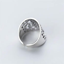 Big Wide Surface Hollow Flowers Vintage Open Rings Silver Carved Facotry Mama Women Ladies Ring