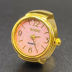 Retro Ring Watch Shaped Punk Exaggerated Spirit Ring Watch Digital Ring Watch - light pink