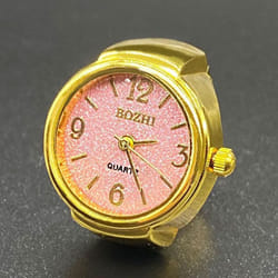 Retro Ring Watch Shaped Punk Exaggerated Spirit Ring Watch Digital Ring Watch - light pink