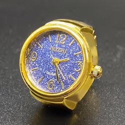 Retro Ring Watch Shaped Punk Exaggerated Spirit Ring Watch Digital Ring Watch - light blue