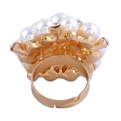Fashion Finger Ring Opening Adjustable Simulation Pearl Ring Jewelry Gift - Silver