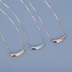 Anenjery Small Eggplant Bend Tube Snake Chain Necklace For Women Clavicle Chain Charm Necklace S-n637 - silver