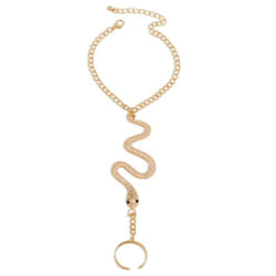 Gothic Exaggerated Snake Shaped Finger Bracelet Women&apos;s Fashion Personality Punk Style Ring Bracelet Jewelry Gift - Gold