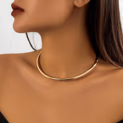 Metal Round Torques Choker Necklace For Women Simple Gold Color Collar Necklace Party Jewelry Gift - silver
