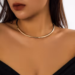 Metal Round Torques Choker Necklace For Women Simple Gold Color Collar Necklace Party Jewelry Gift - silver