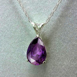 Cao Shi Fashion Zircon Pear-shaped Pendant Necklace For Women - purple, XL743