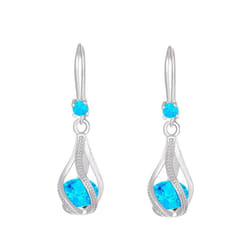 Women&apos;s Retro Zircon Crystal Jewelry Set - European & American Design, Rotating Teardrop Necklace & Earrings Trend - blue, K-1368