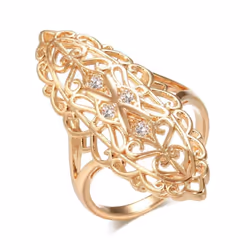 Kinel Vintage Openwork Big Size Ring With Rose Gold - rose gold, 6