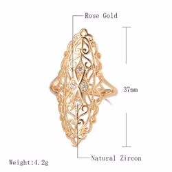 Kinel Vintage Openwork Big Size Ring With Rose Gold - rose gold, 6