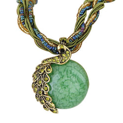 Peacock Necklace Gift Zricon Opal Bohemian Inlaid Pendant - green