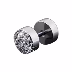 Fantastic Barbell Punk Stainless Steel Men Ear Stud Earrings Jewelry 2 Pcs - silver