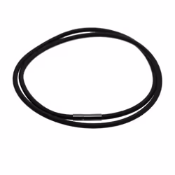 3mm Black Rubber Necklace Rope Chaim with Copper Clasp Jewelry Findings 45cm - Black, 55cm