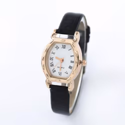 Vintage Simple Women Quartz Watches Clock Retro Fashion Solid Color Faux Leather Thin Band Belt Strap Wrist Watch - red