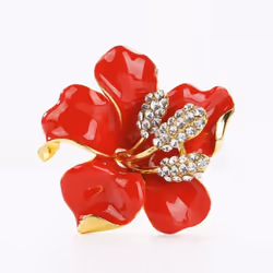 Crystal Rhinestone Lily Flower Scarf Brooch Pin Women Elegant Jewelry Gift - red