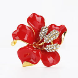 Crystal Rhinestone Lily Flower Scarf Brooch Pin Women Elegant Jewelry Gift - red
