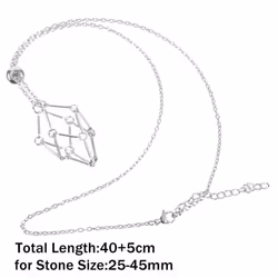 Silver Color Crystal Net Metal Necklace Copper Stone Holder Necklace  Women Men