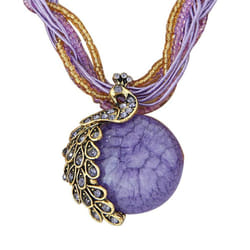Peacock Necklace Gift Zricon Opal Bohemian Inlaid Pendant - purple