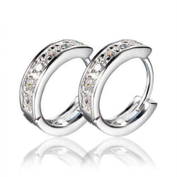 Women&apos;s Rhinestone Platinum Plated Ear Studs Hoop Earrings Jewelry