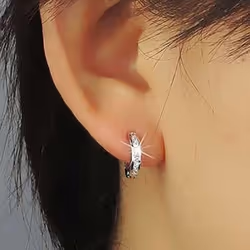 Women&apos;s Rhinestone Platinum Plated Ear Studs Hoop Earrings Jewelry