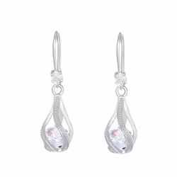 Women&apos;s Retro Zircon Crystal Jewelry Set - European & American Design, Rotating Teardrop Necklace & Earrings Trend - whi ...