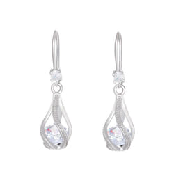 Women&apos;s Retro Zircon Crystal Jewelry Set - European & American Design, Rotating Teardrop Necklace & Earrings Trend - white, K K-1366