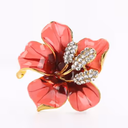 Crystal Rhinestone Lily Flower Scarf Brooch Pin Women Elegant Jewelry Gift - rose red