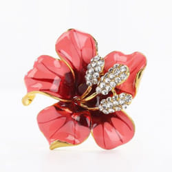 Crystal Rhinestone Lily Flower Scarf Brooch Pin Women Elegant Jewelry Gift - rose red