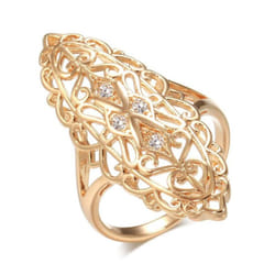 Kinel Vintage Openwork Big Size Ring With Rose Gold - rose gold, 9