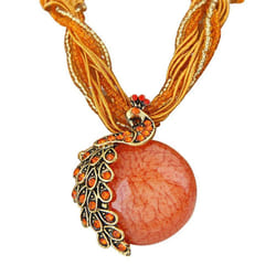 Peacock Necklace Gift Zricon Opal Bohemian Inlaid Pendant - orange