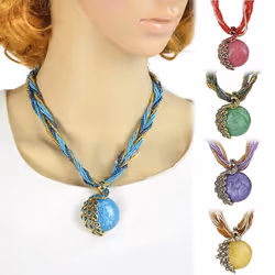 Peacock Necklace Gift Zricon Opal Bohemian Inlaid Pendant - orange