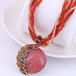 Peacock Necklace Gift Zricon Opal Bohemian Inlaid Pendant - orange