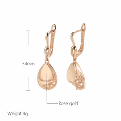 Kinel Rose Gold Pendant Earrings Women&apos;s Vintage Drop Earrings - rose gold