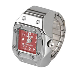 1pc Quartz Watch Ring Watch Digit Dial Rectangle Unisex Fashion Jewelry Gifts - red