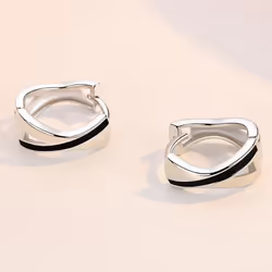 New 925 Sterling Silver Hoop Earrings Black Pattern Earrings Women Fashion Korean Silver Jewelry Hot Sale Jewelry - as the picture