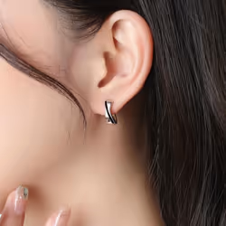 New 925 Sterling Silver Hoop Earrings Black Pattern Earrings Women Fashion Korean Silver Jewelry Hot Sale Jewelry - as the picture