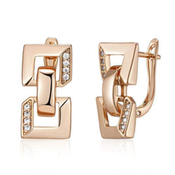 Kinel Square Chain Shape Drop Earrings For Women Rose Gold Color Natural Zircon Fine Jewelry - rose gold