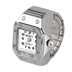 1pc Quartz Watch Ring Watch Digit Dial Rectangle Unisex Fashion Jewelry Gifts - white