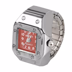 1pc Quartz Watch Ring Watch Digit Dial Rectangle Unisex Fashion Jewelry Gifts - white