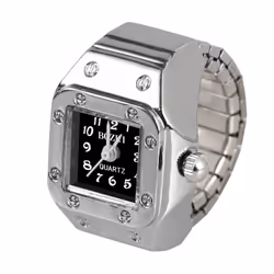 1pc Quartz Watch Ring Watch Digit Dial Rectangle Unisex Fashion Jewelry Gifts - black