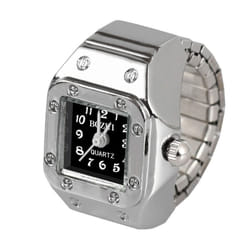 1pc Quartz Watch Ring Watch Digit Dial Rectangle Unisex Fashion Jewelry Gifts - black