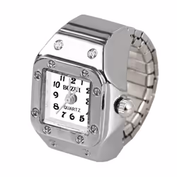 1pc Quartz Watch Ring Watch Digit Dial Rectangle Unisex Fashion Jewelry Gifts - black