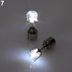Fashion Women Led Light Up Rhinestone Ear Stud Earring Party Dance Xmas Jewelry - white